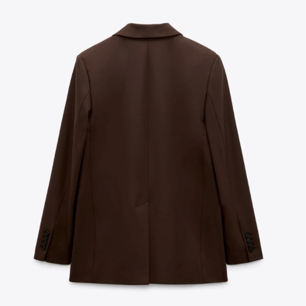 ZARA NEW WOMAN STRAIGHT CUT BLAZER WITH POCKETS BROWN 2600/645 XS-XXL - Picture 7 of 11